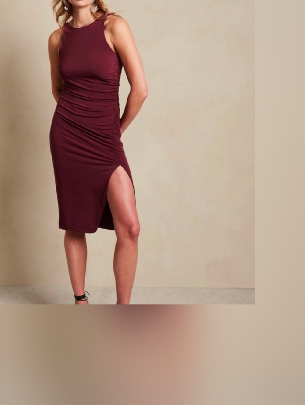 Banana Republic Factory Rouched Midi Dress size L NWT